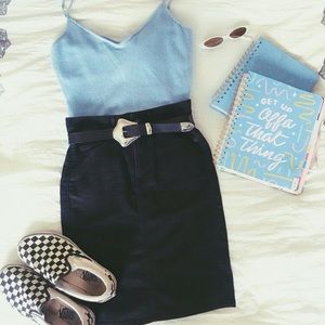 Black Denim High Waist Skirt